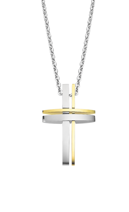 Collier acier Lotus homme